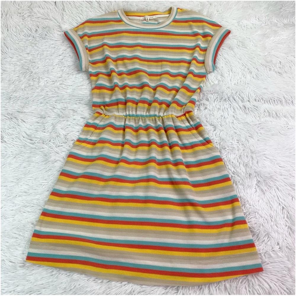 Copper Key Junior short sleeve Multicolor Striped girl Dress elastic waist band